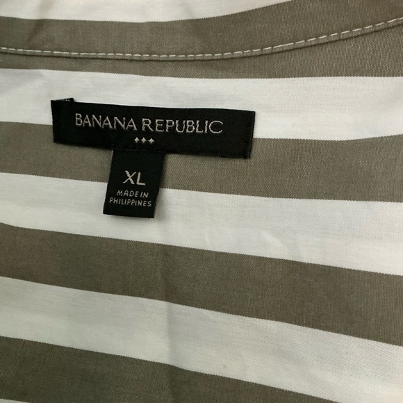 Banana Republic Green and White Striped Button Down Shirt - Picture 9 of 12